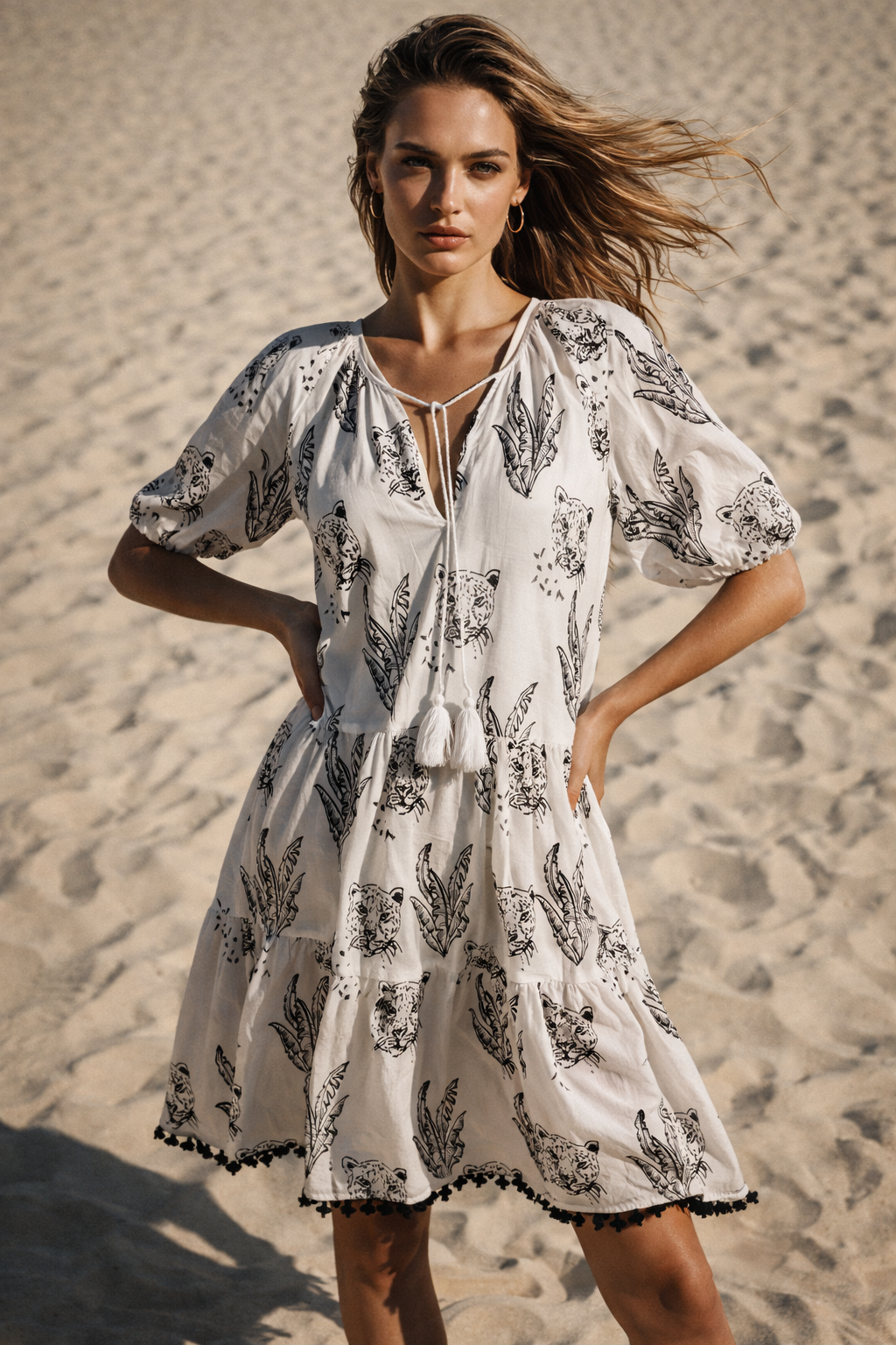 Kleid „Tiger“ Weiß | Schwarz