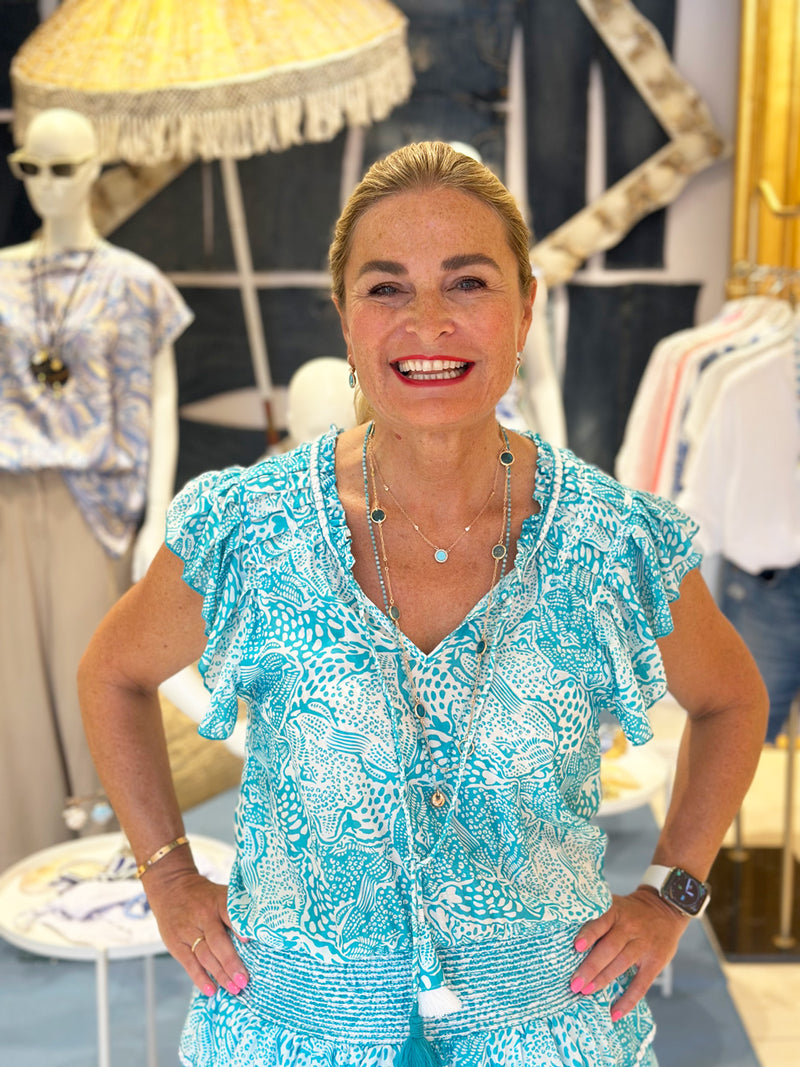 Kleid Türkis | Weiß