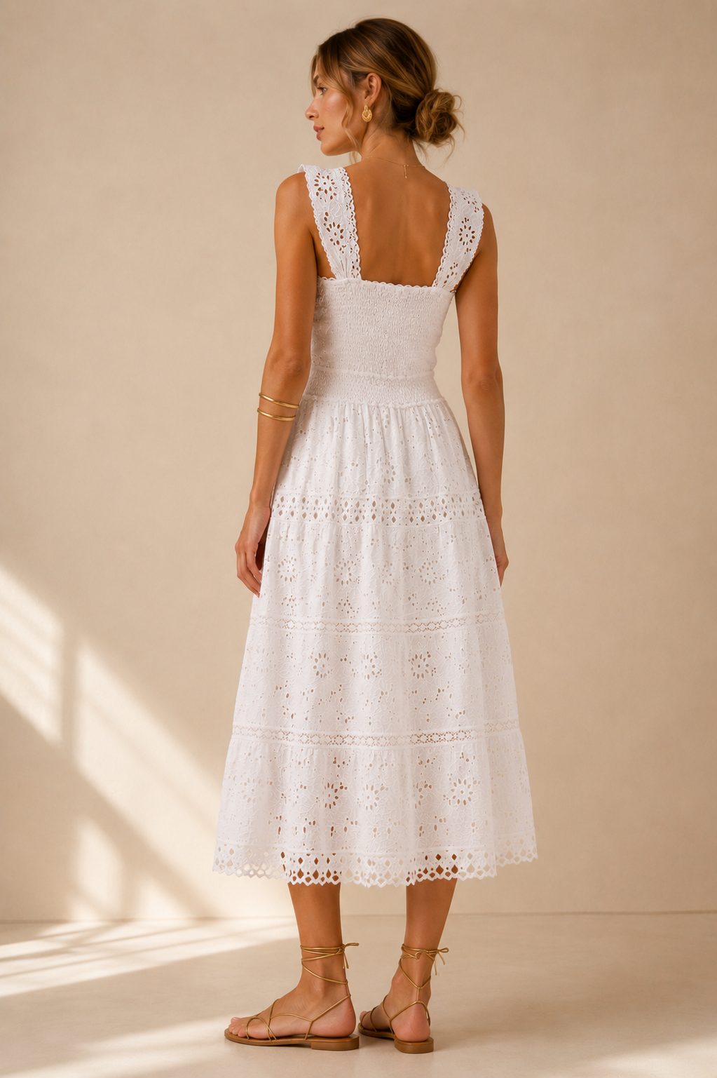 Lochstickerei-Kleid Weiß