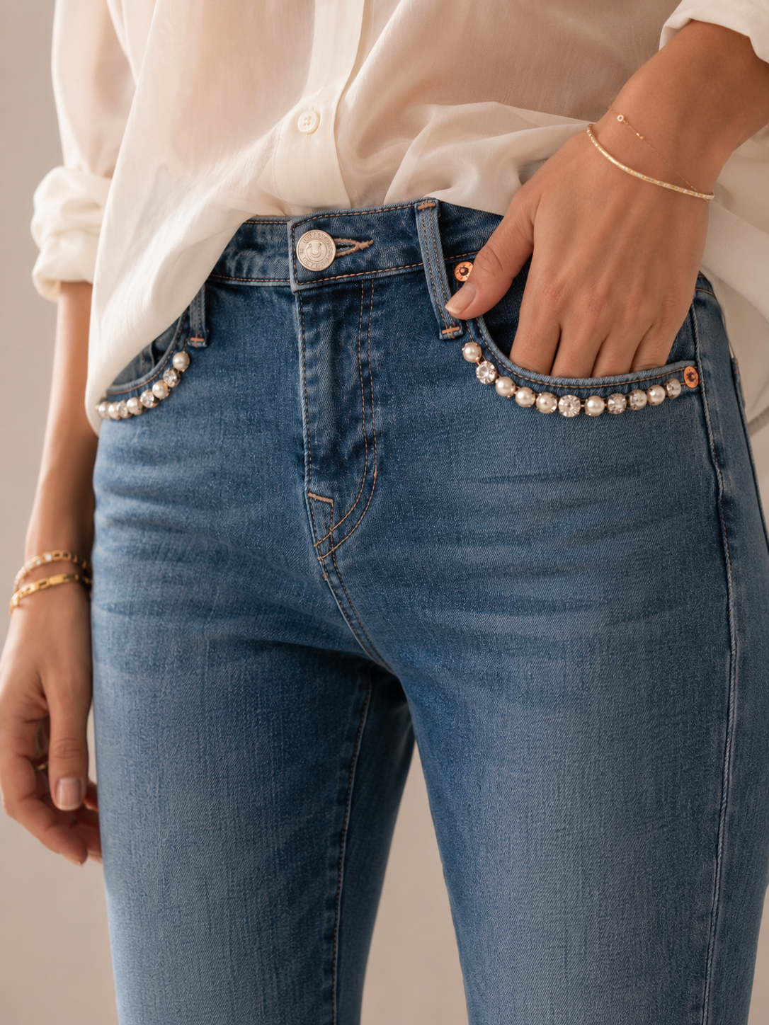 Jeans „Cora Straight“ Blau