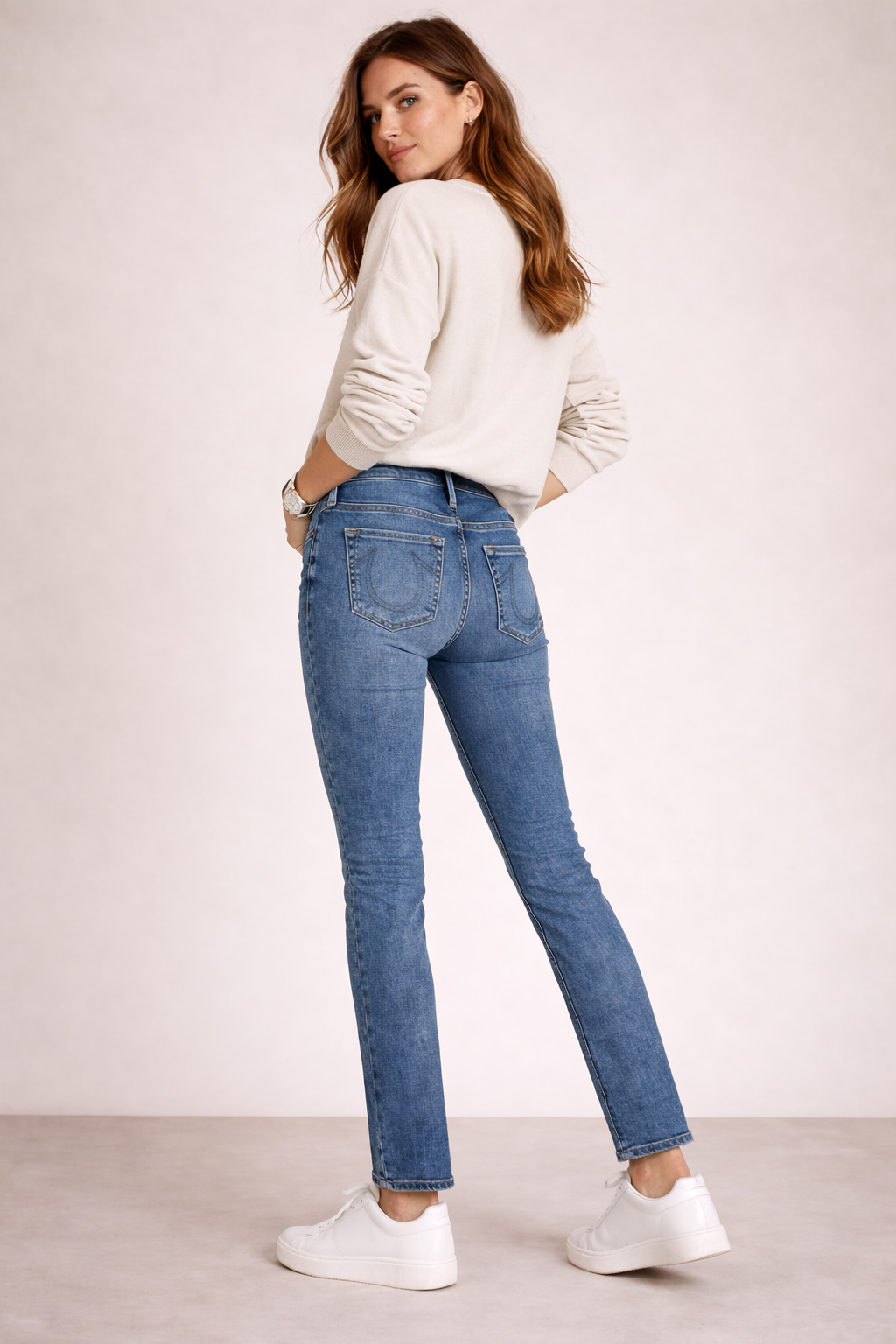 Jeans „Cora Slim Straight“ Blau