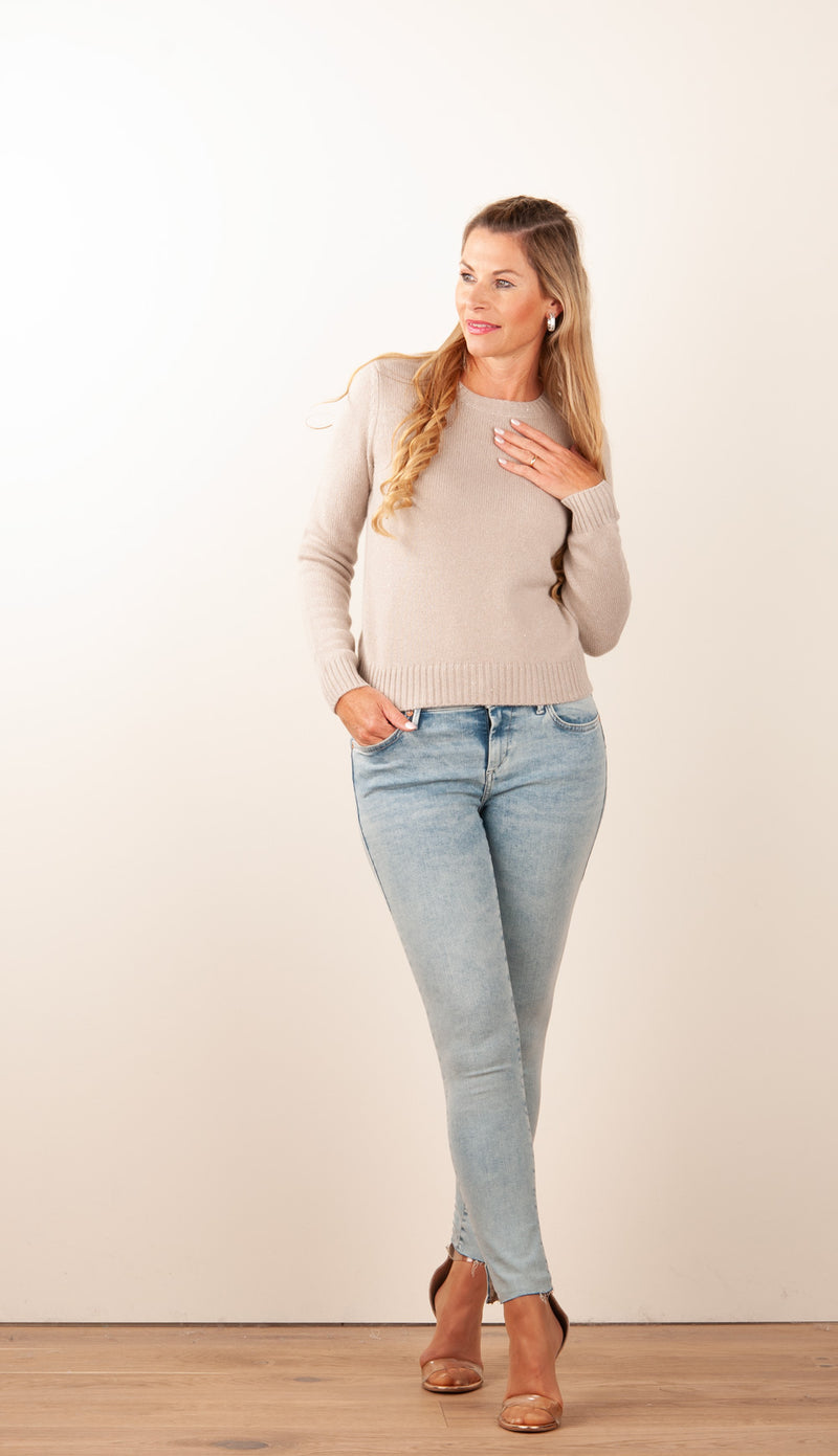Jeans „Halle | Crop Slit“ Hellblau