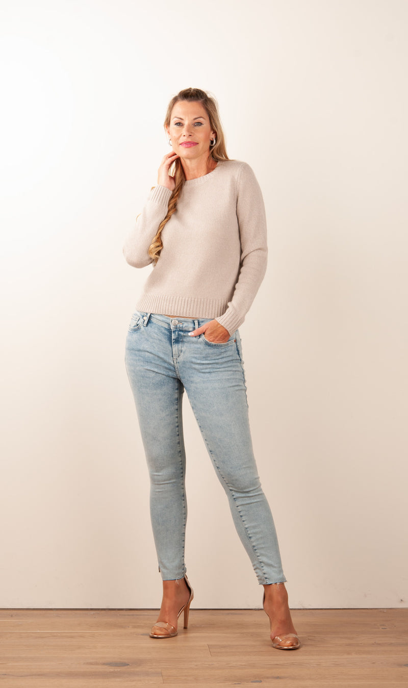 Jeans „Halle | Crop Slit“ Hellblau