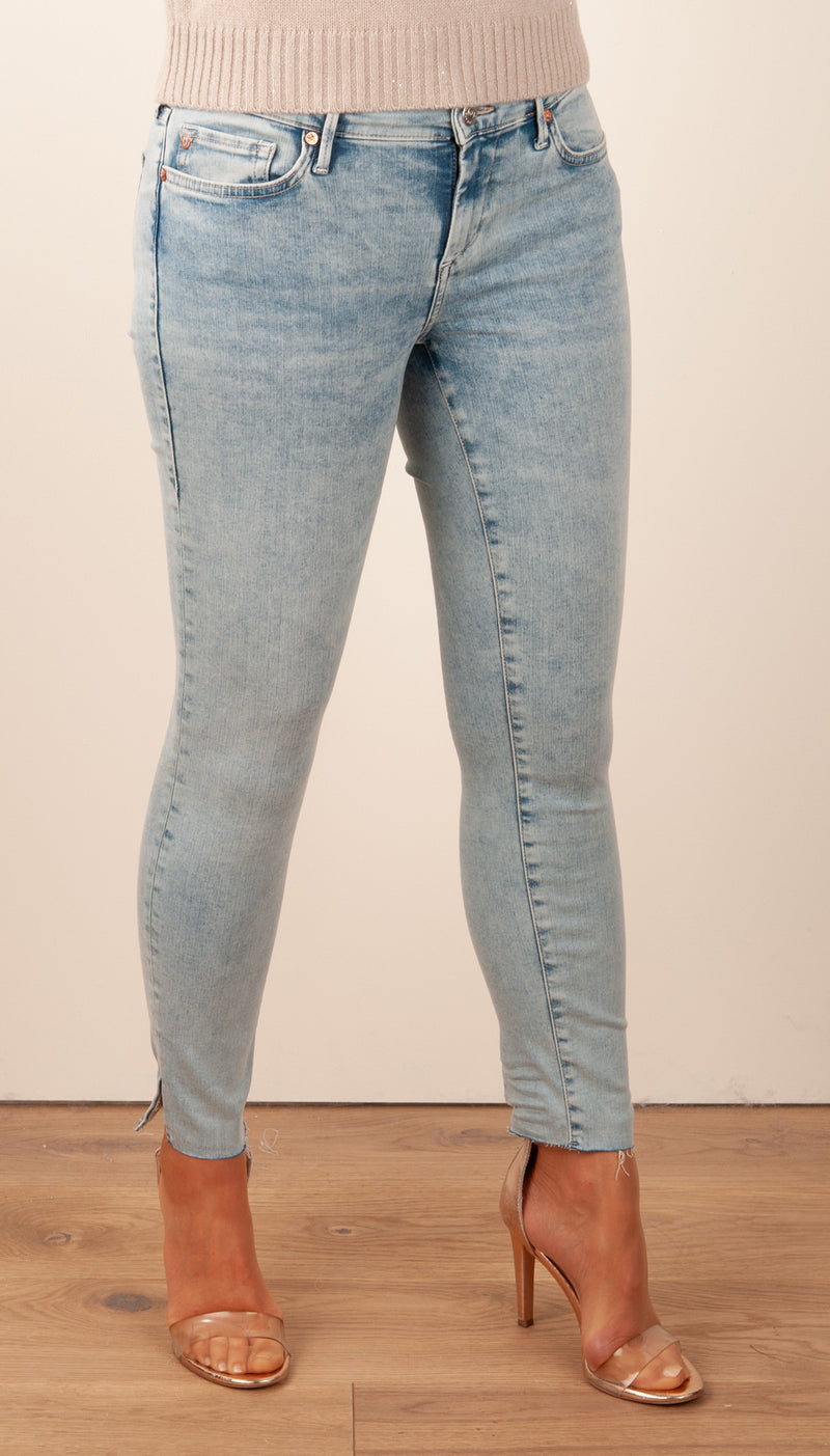 Jeans „Halle | Crop Slit“ Hellblau