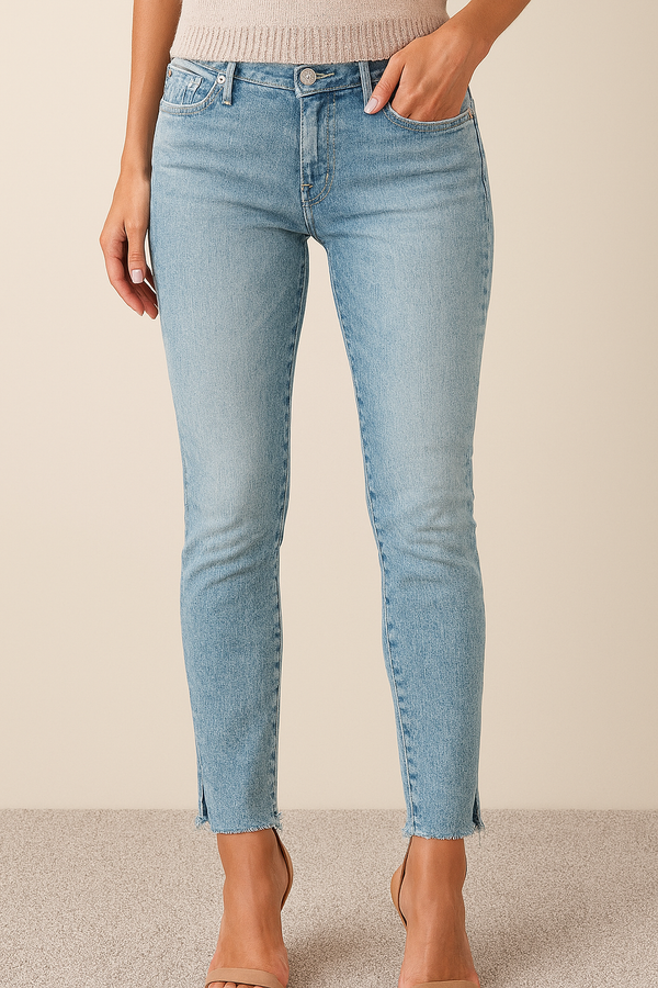 Jeans „Halle | Crop Slit“ Hellblau
