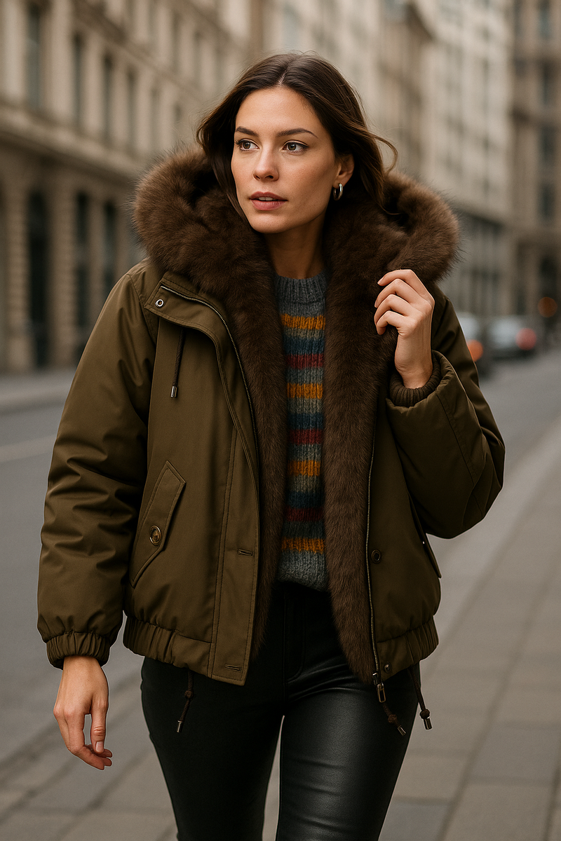 Parka „Fake Fur“ Oliv