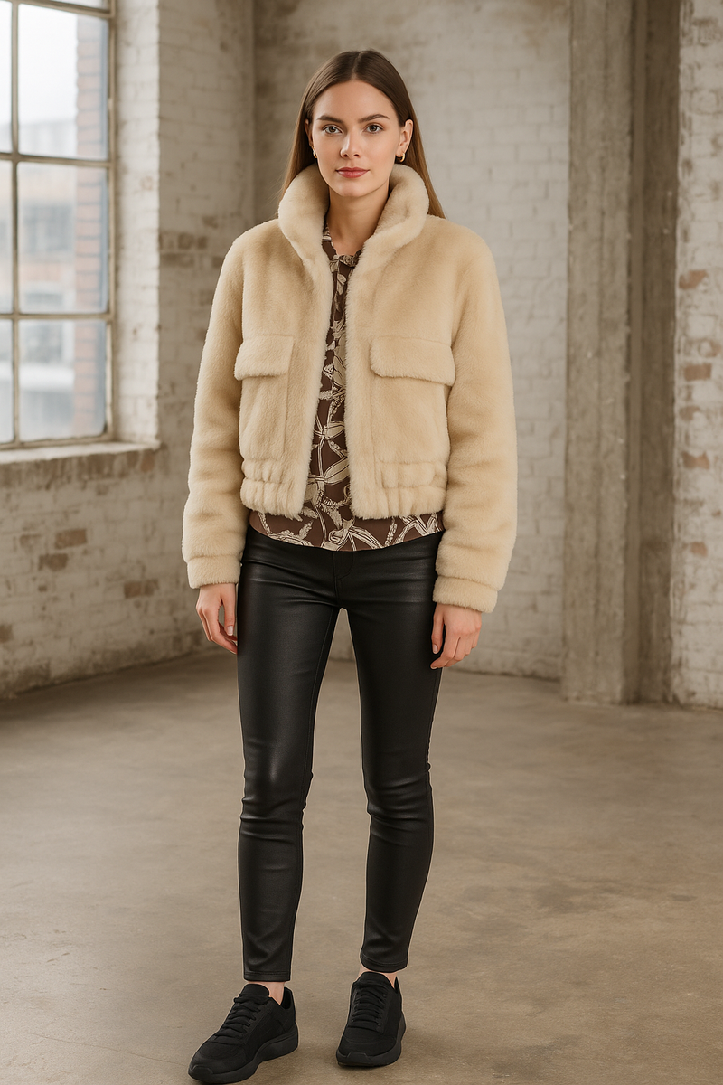 Jacke „Fake Fur“ Beige