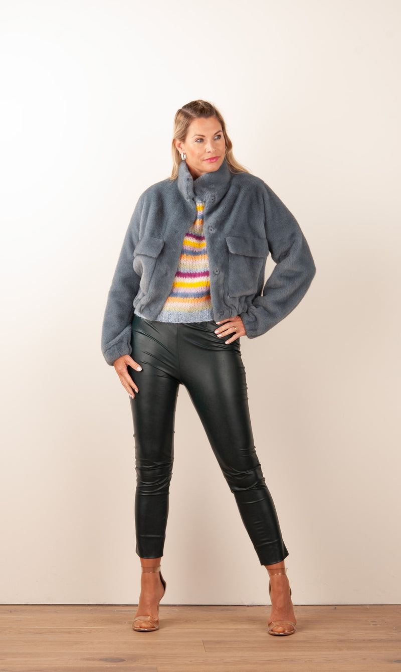 Jacke „Fake Fur“ Denim Blue