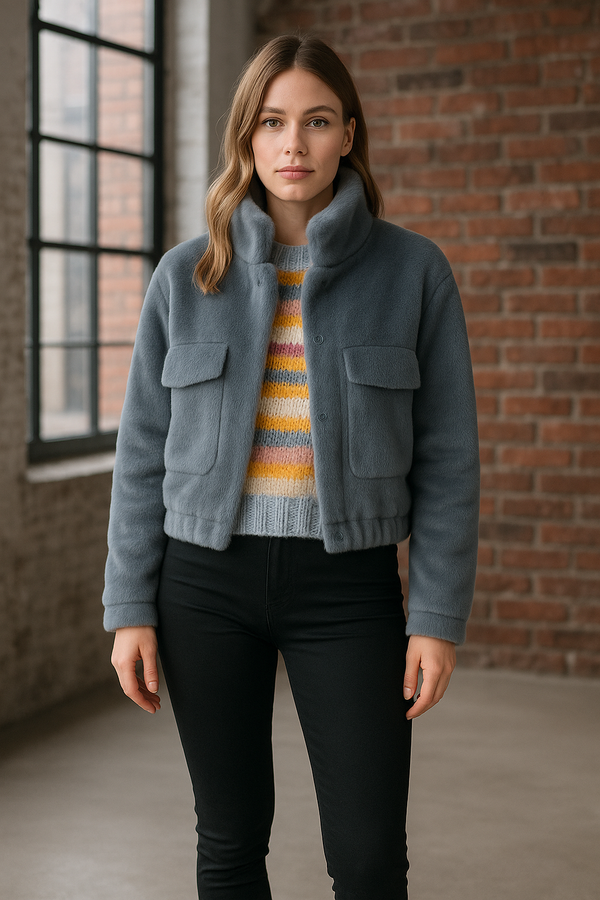 Jacke „Fake Fur“ Denim Blue