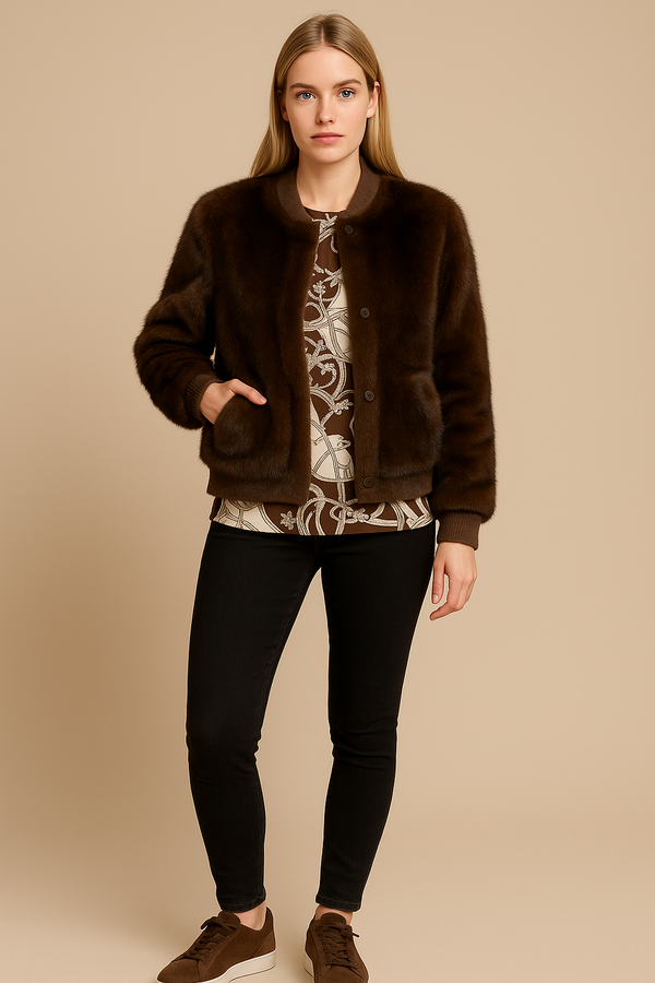 Jacke „Fake Fur“ Braun