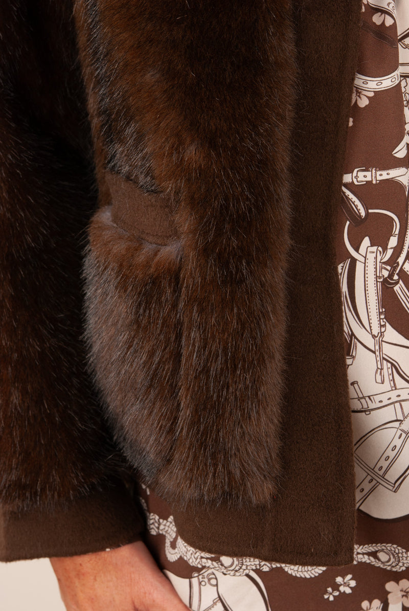 Jacke „Fake Fur“ Braun