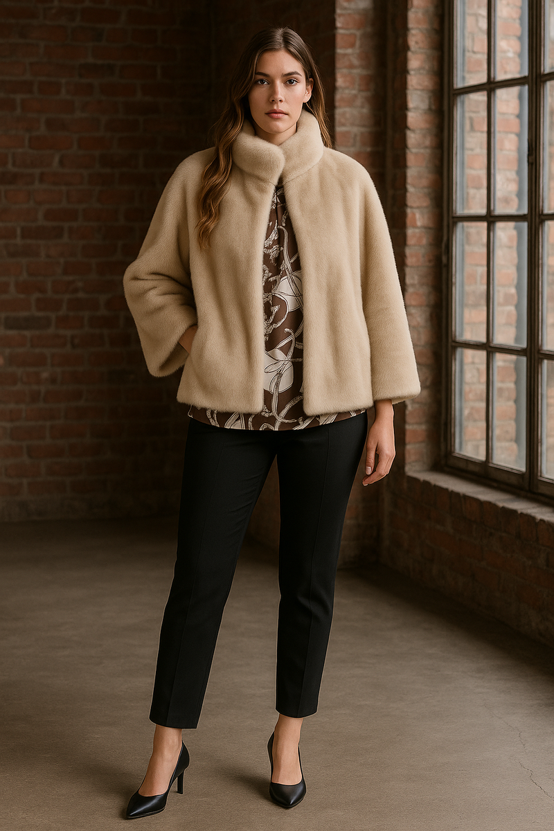 Jacke „Fake Fur“ Beige