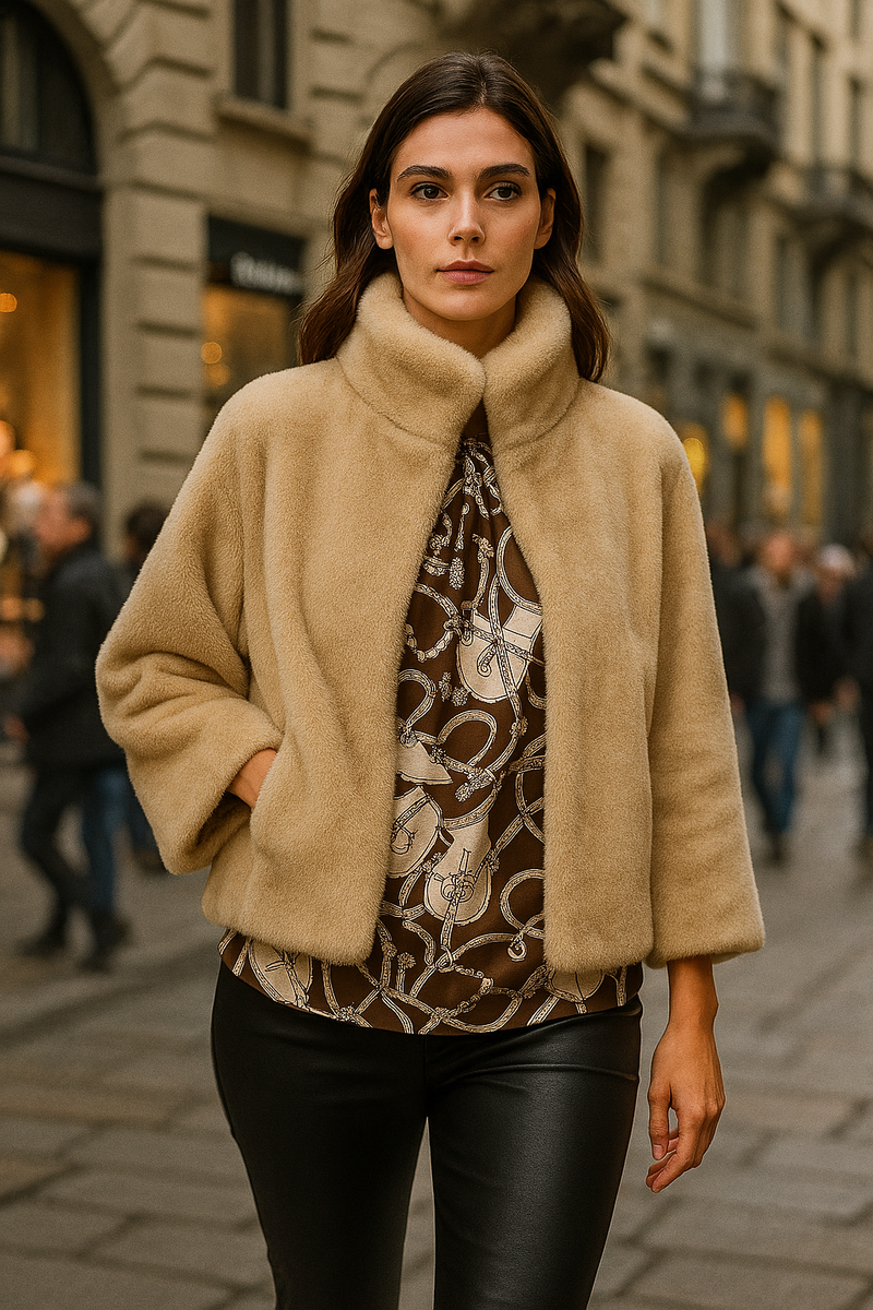 Jacke „Fake Fur“ Beige