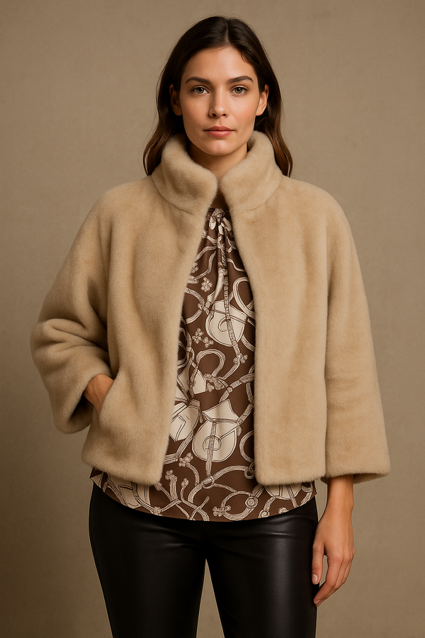 Jacke „Fake Fur“ Beige