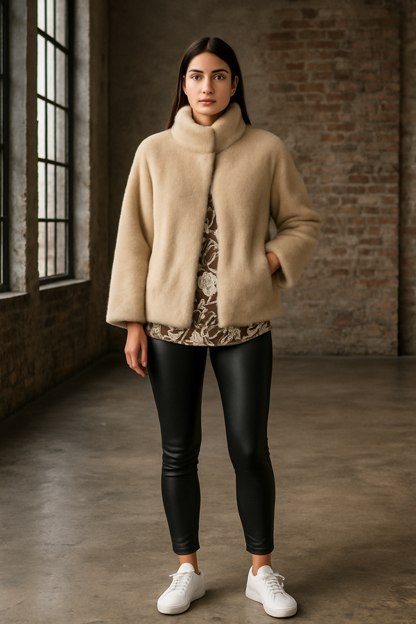 Jacke „Fake Fur“ Beige
