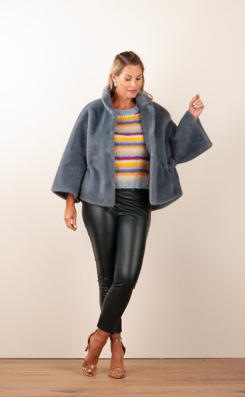 Jacke „Fake Fur“ Denim Blau
