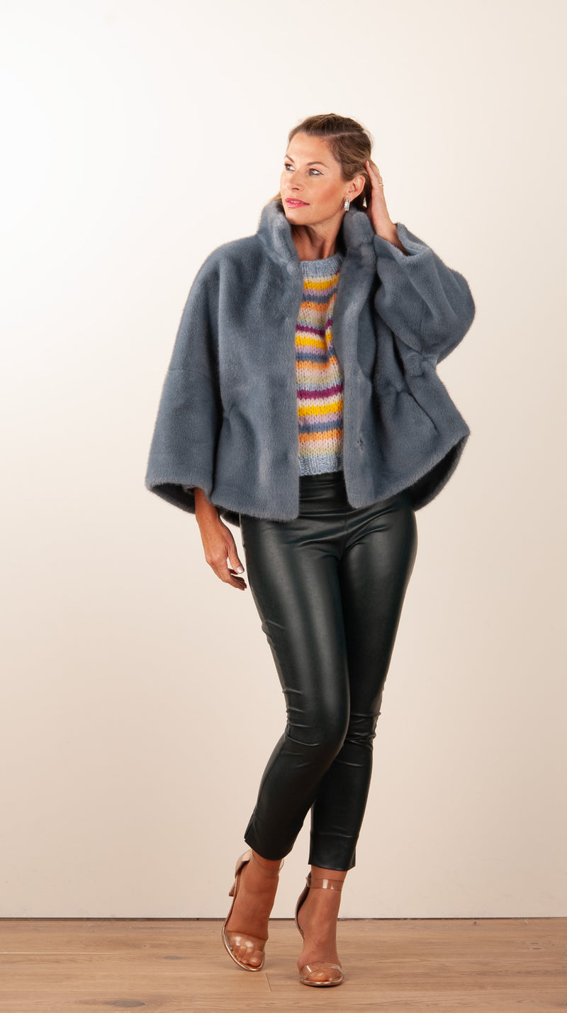 Jacke „Fake Fur“ Denim Blau