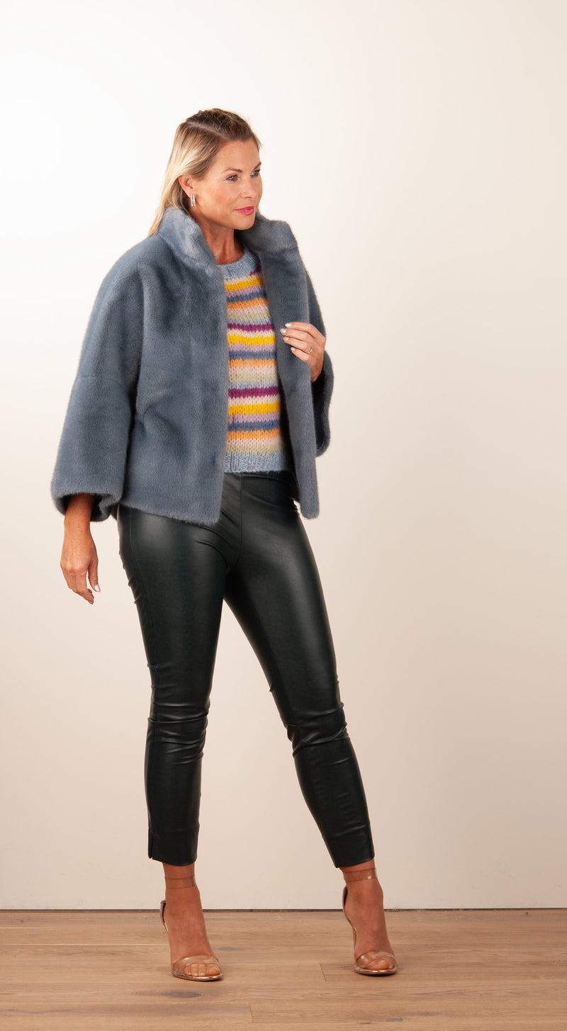 Jacke „Fake Fur“ Denim Blau