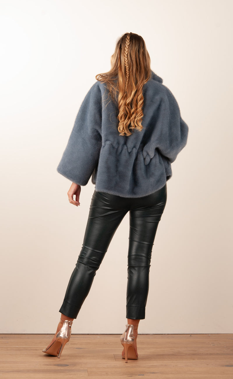 Jacke „Fake Fur“ Denim Blau