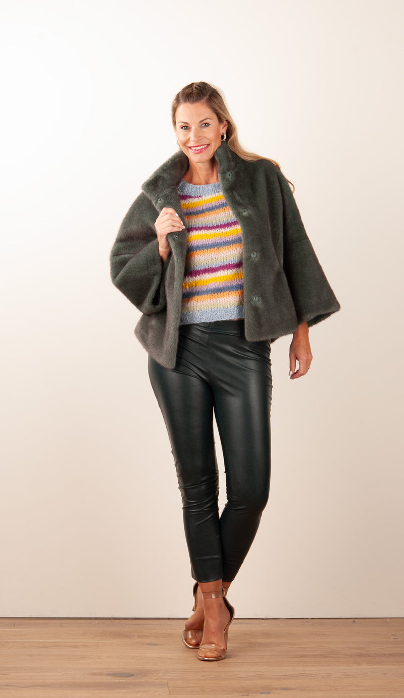 Jacke „Fake Fur“ Grün | Petrol