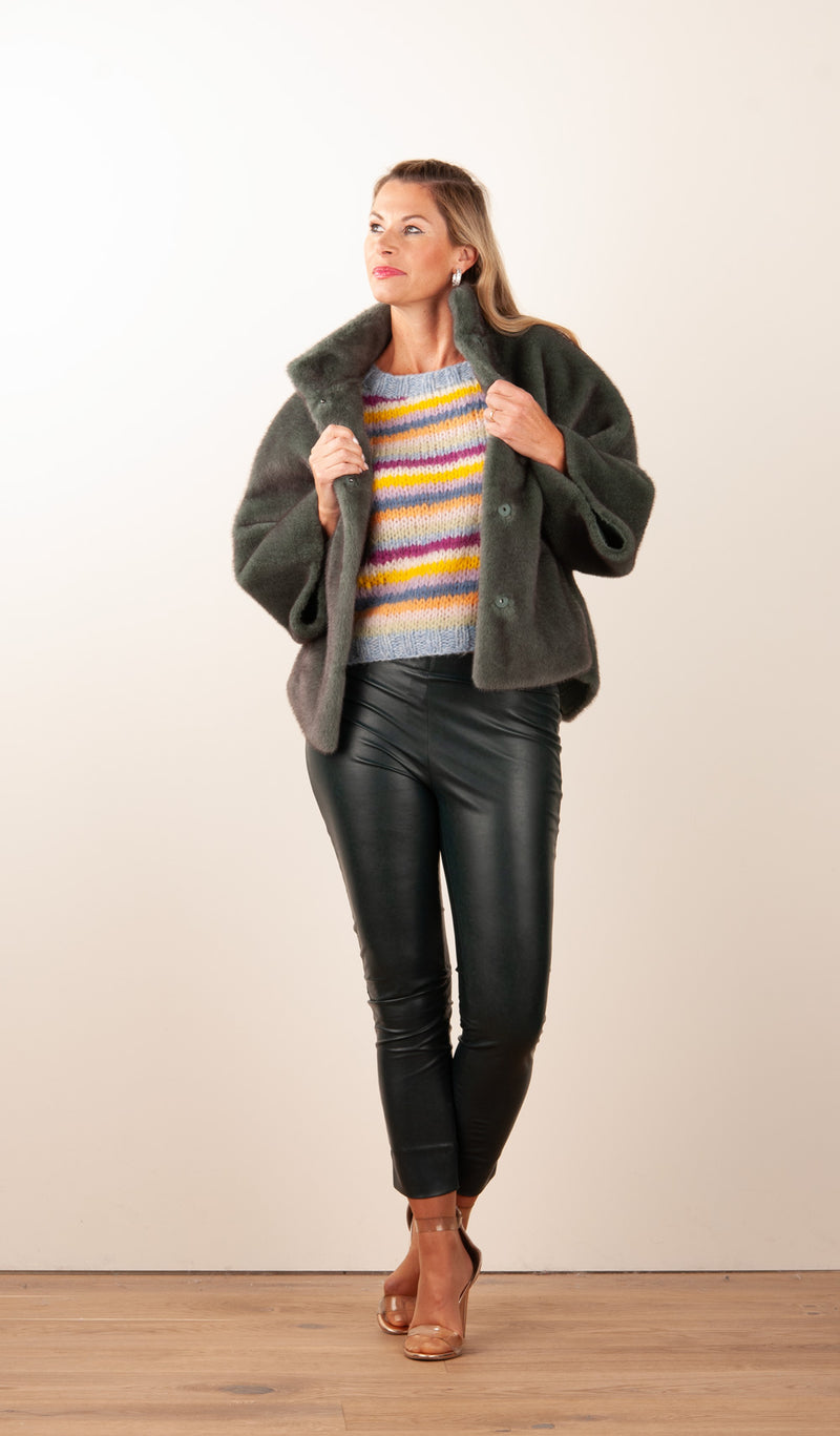 Jacke „Fake Fur“ Grün | Petrol