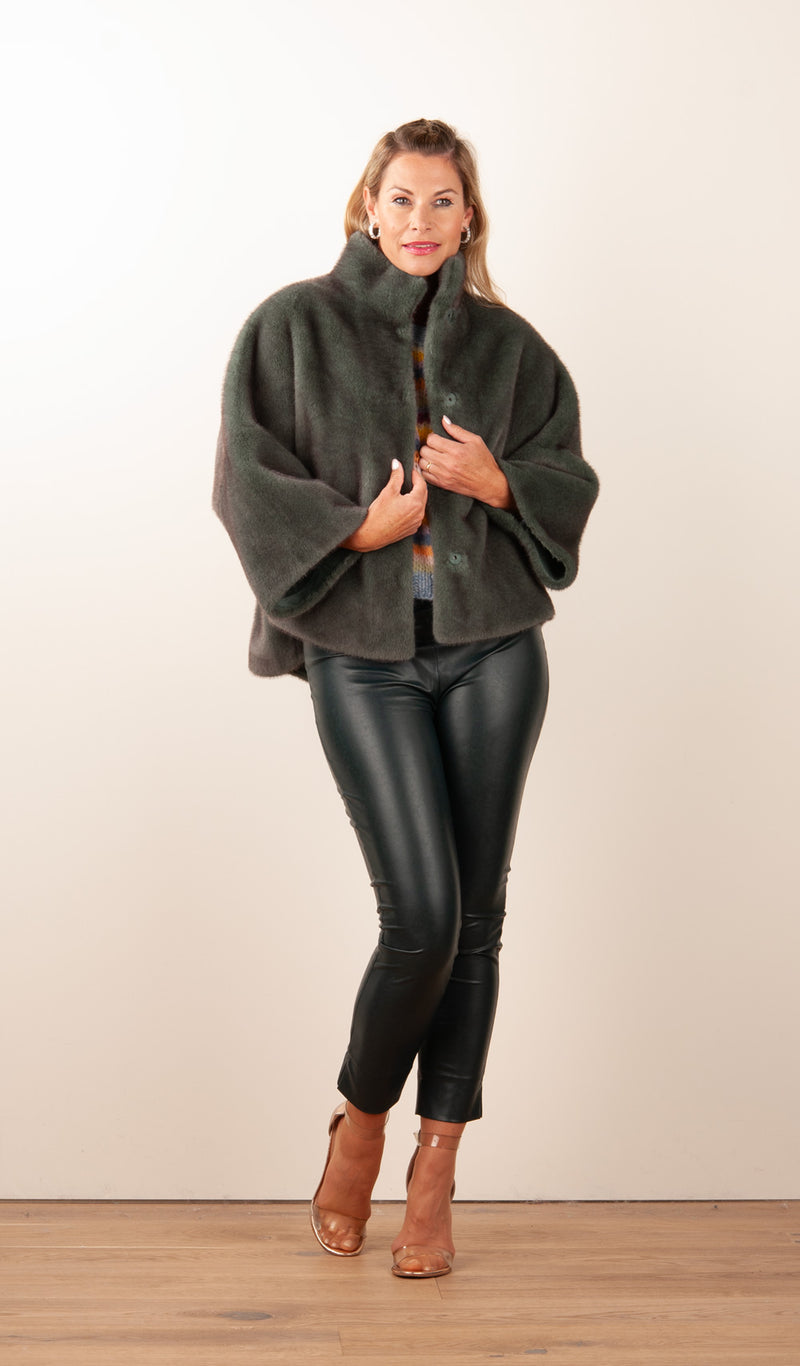 Jacke „Fake Fur“ Grün | Petrol