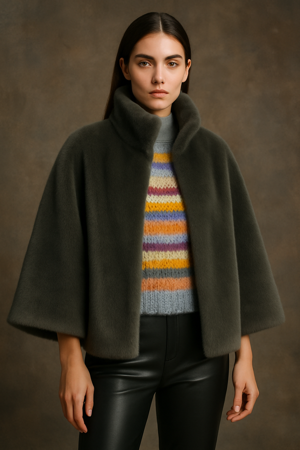 Jacke „Fake Fur“ Grün | Petrol