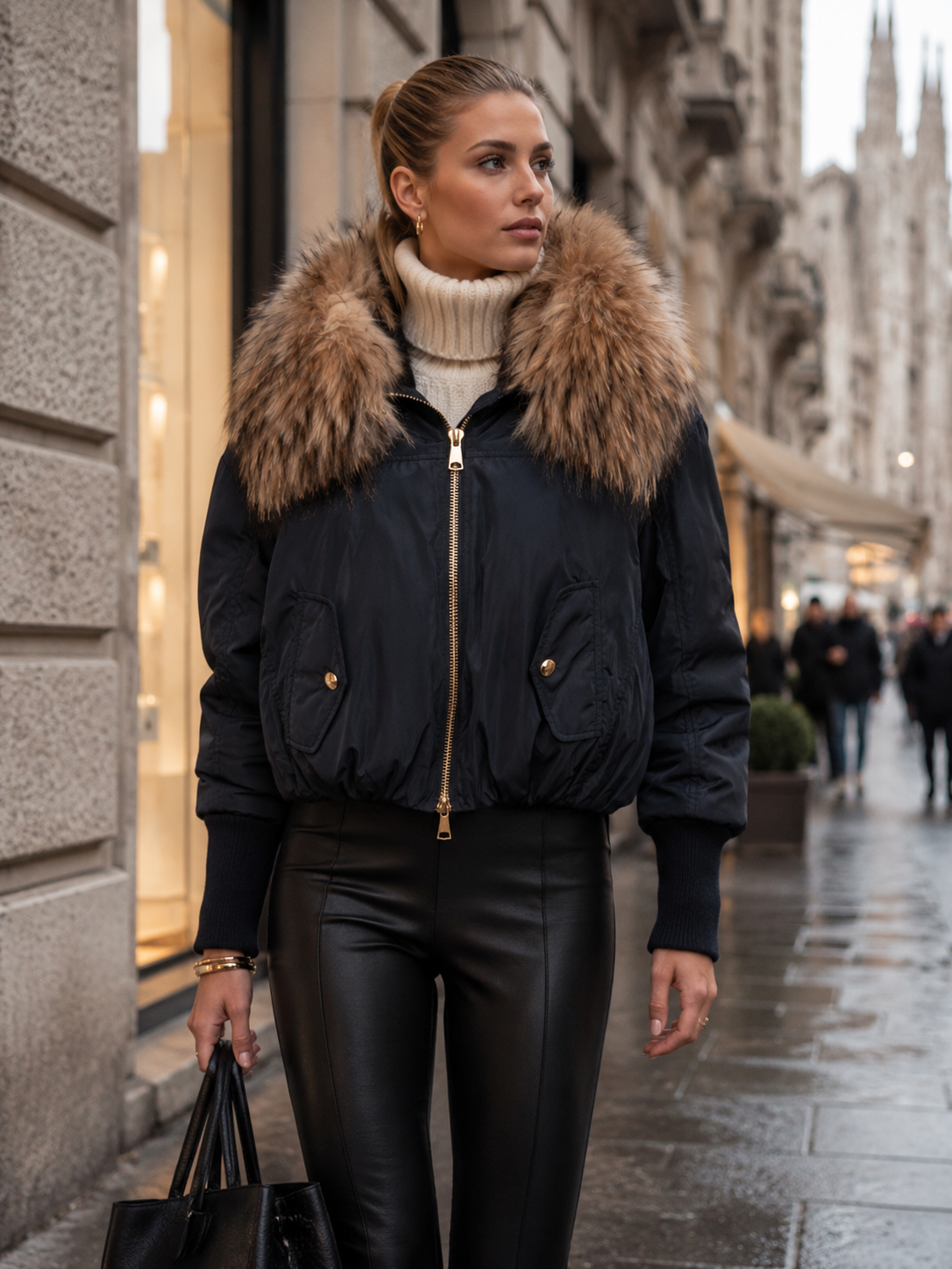 Urbaner Chic Statement-Daunenjacke Dunkelblau