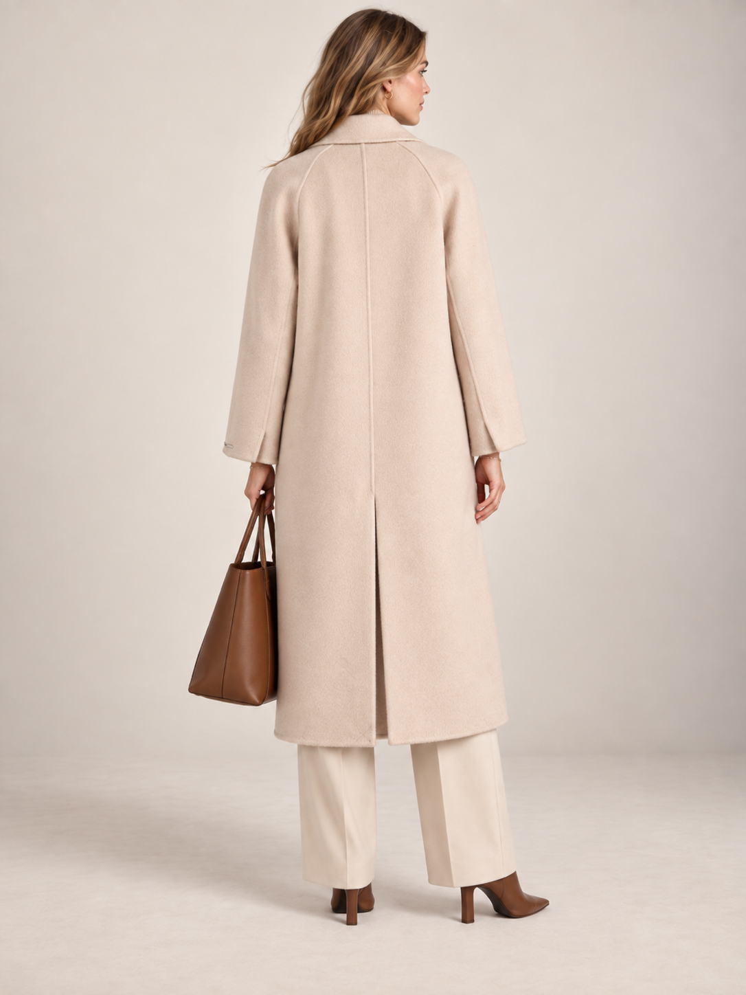 Doppelreiher-Wollmantel Beige