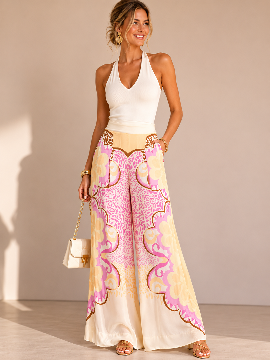 Statement-Hose Pastellgelb | Rosa | Pink
