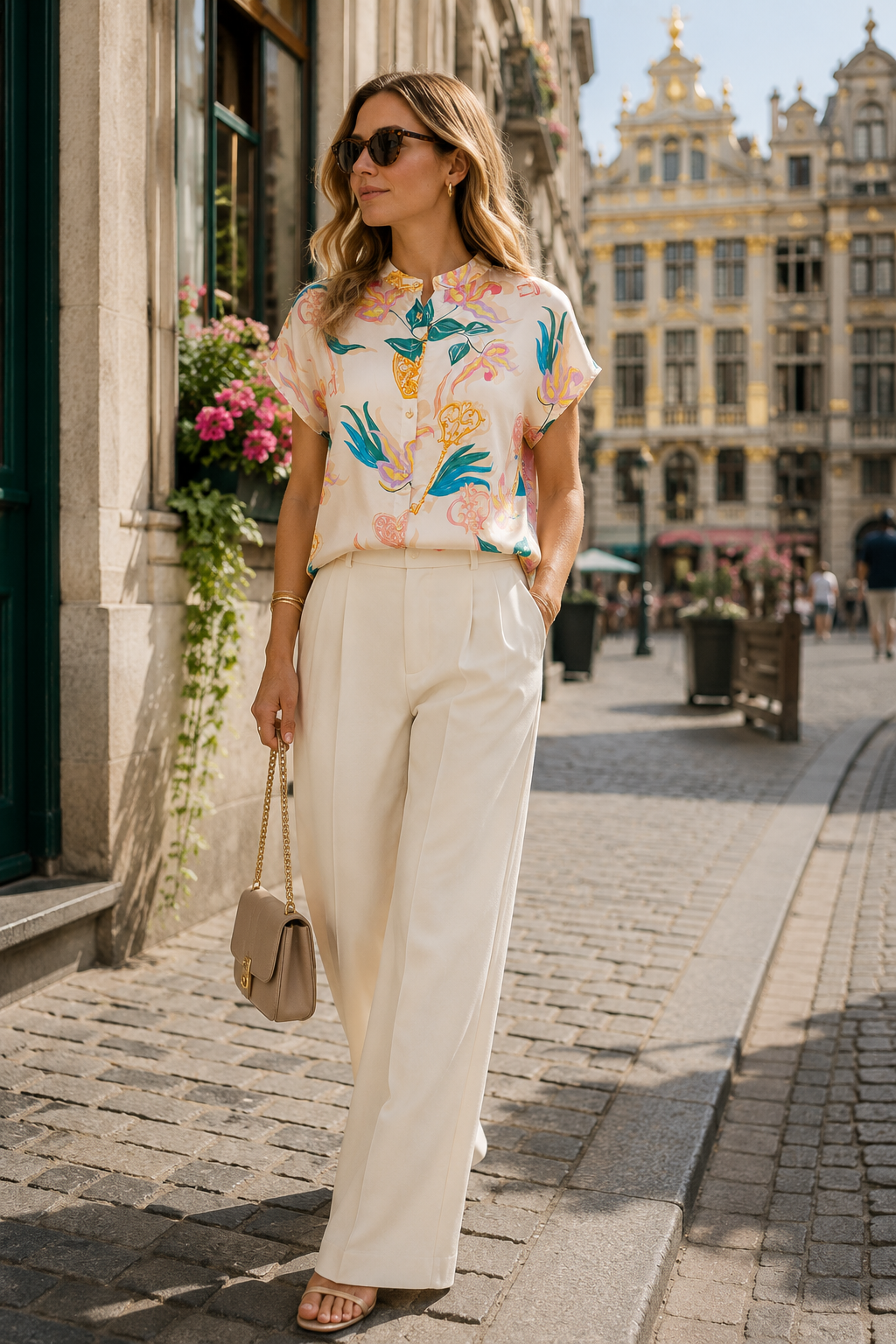 Statement-Bluse „Floral“ Weiß | Multicolor