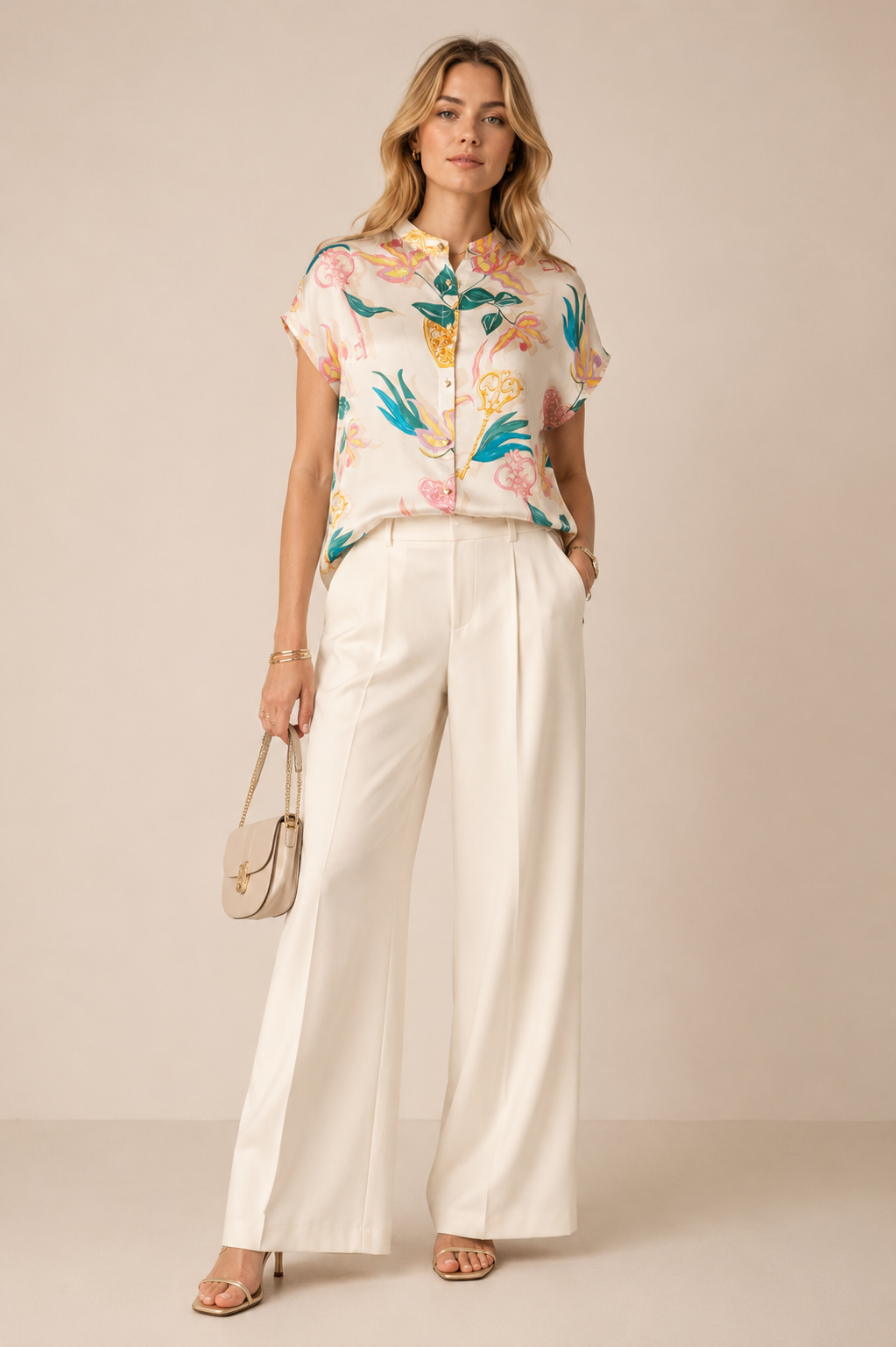 Statement-Bluse „Floral“ Weiß | Multicolor