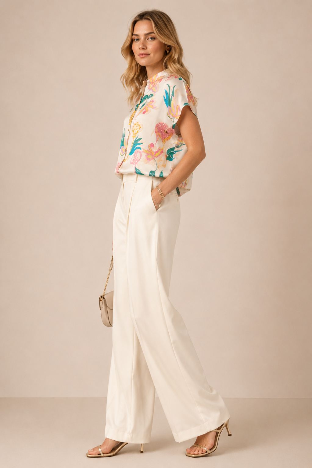 Statement-Bluse „Floral“ Weiß | Multicolor