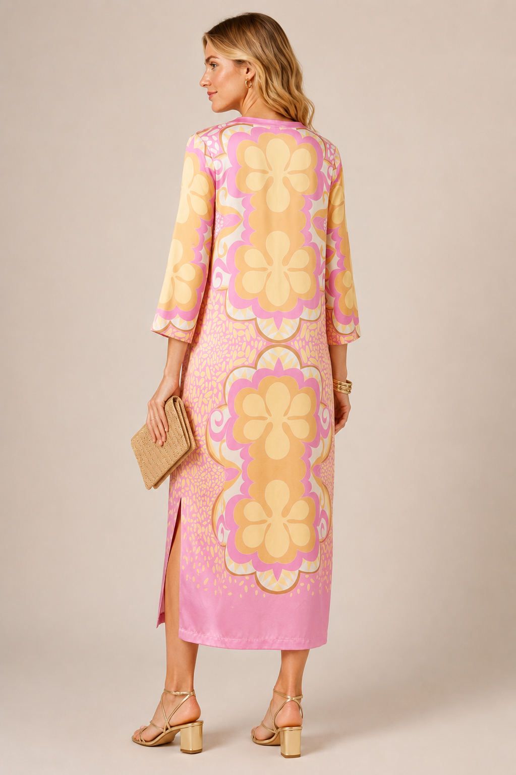 Maxikleid „Ombré“ Rosa | Gelb | Multicolor