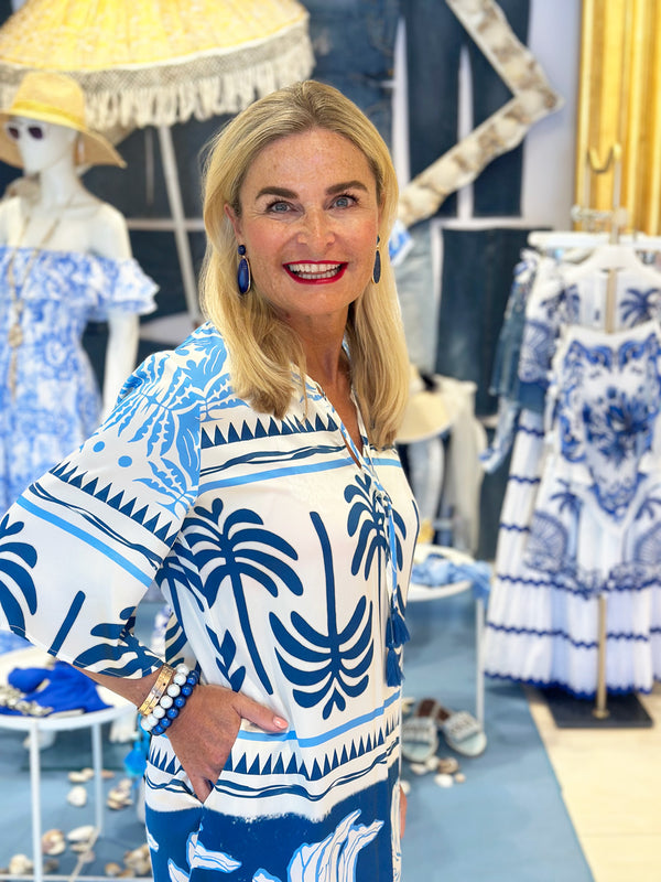 Kleid Weiß | Blau