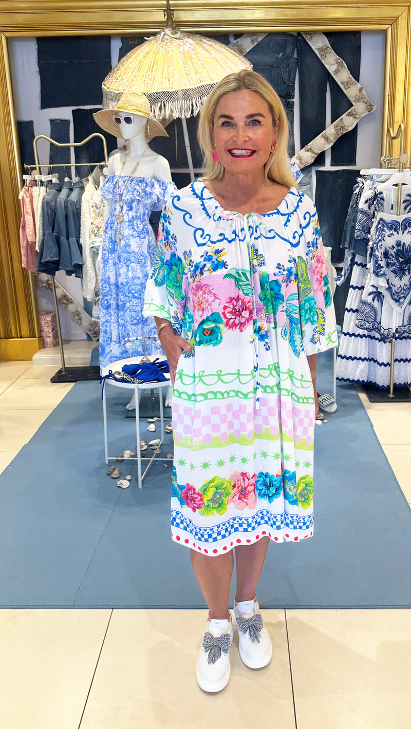 Kleid Weiß | Grün | Multicolor