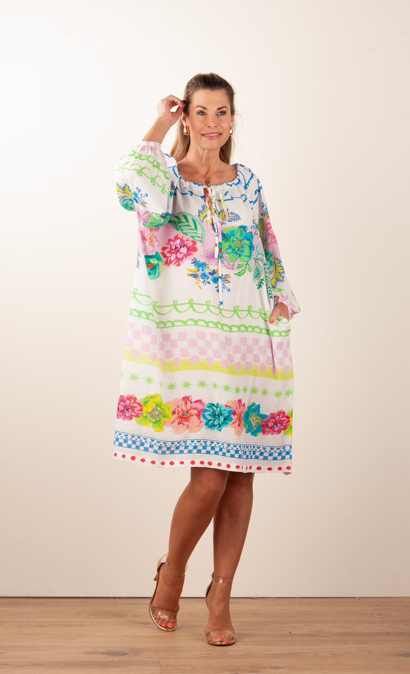 Kleid Weiß | Grün | Multicolor