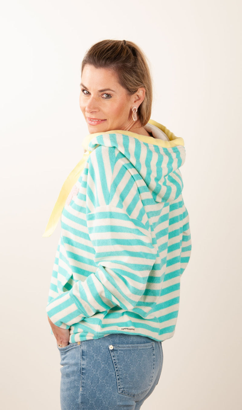Sweater „Streifen“ Weiß | Türkis