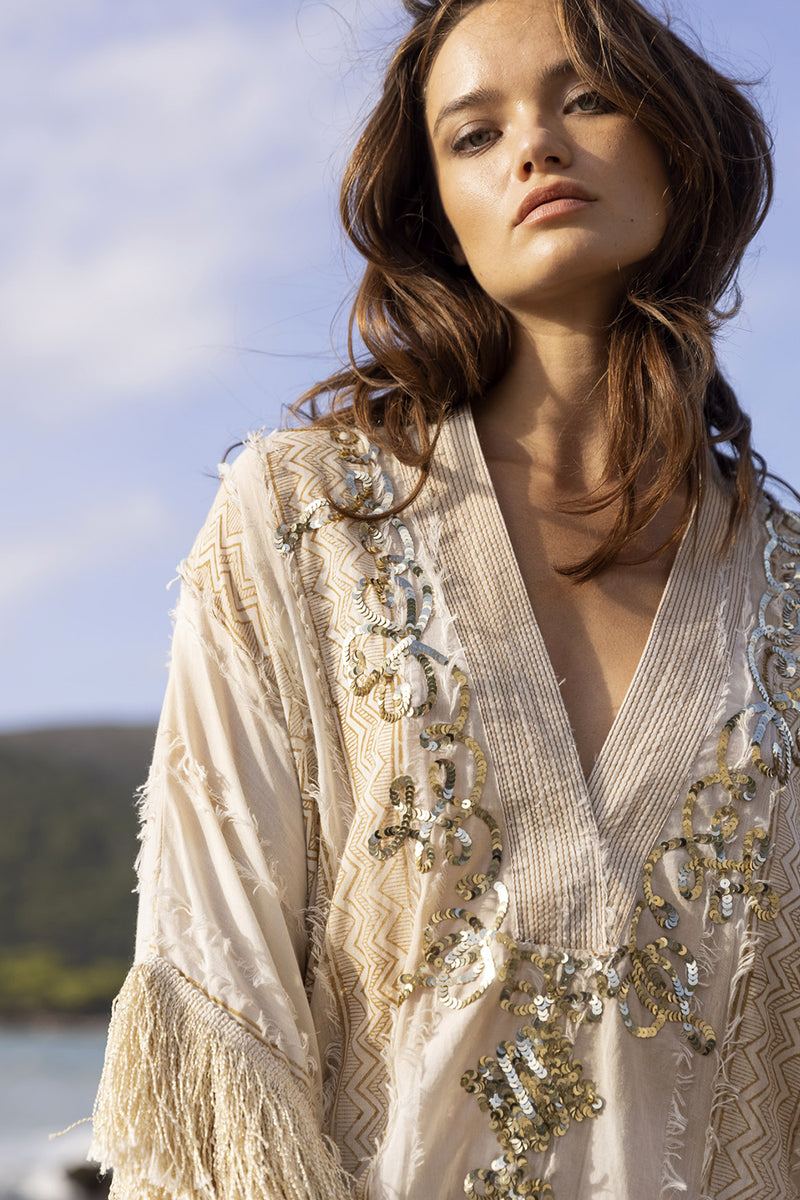 Kleid | Kaftan Beige | Gold - myElisa GmbH