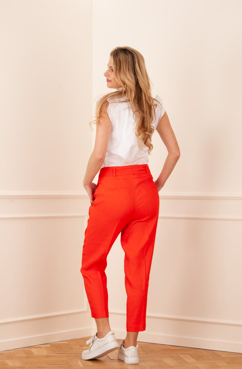 Leinen Hose „Kristien“ Orangerot - myElisa GmbH