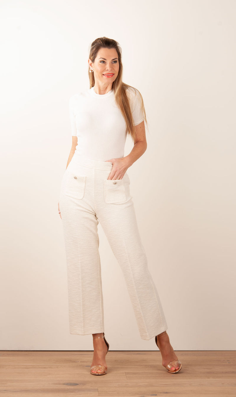 Boucle Hose „Cameron“ Creme