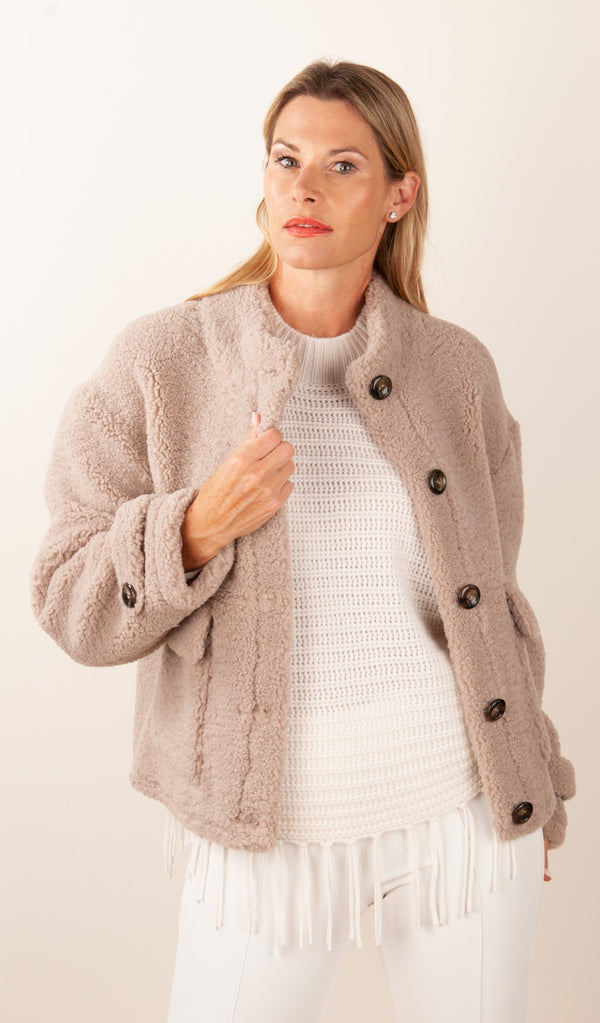 Jacke „Teddy“ Taupe