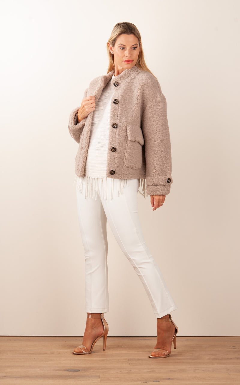 Jacke „Teddy“ Taupe