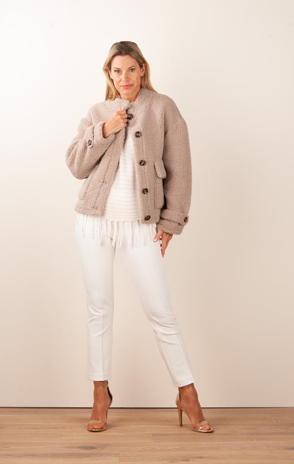 Jacke „Teddy“ Taupe