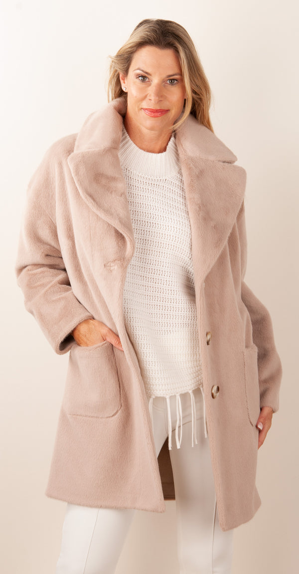 Mantel „Fake Fur“ Taupe