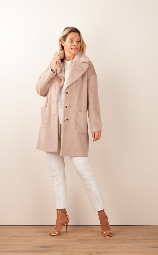 Mantel „Fake Fur“ Taupe