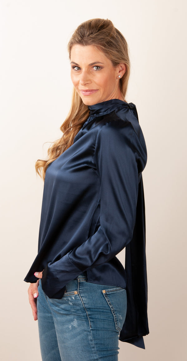 Seidenbluse „Elsa“ Dunkelblau