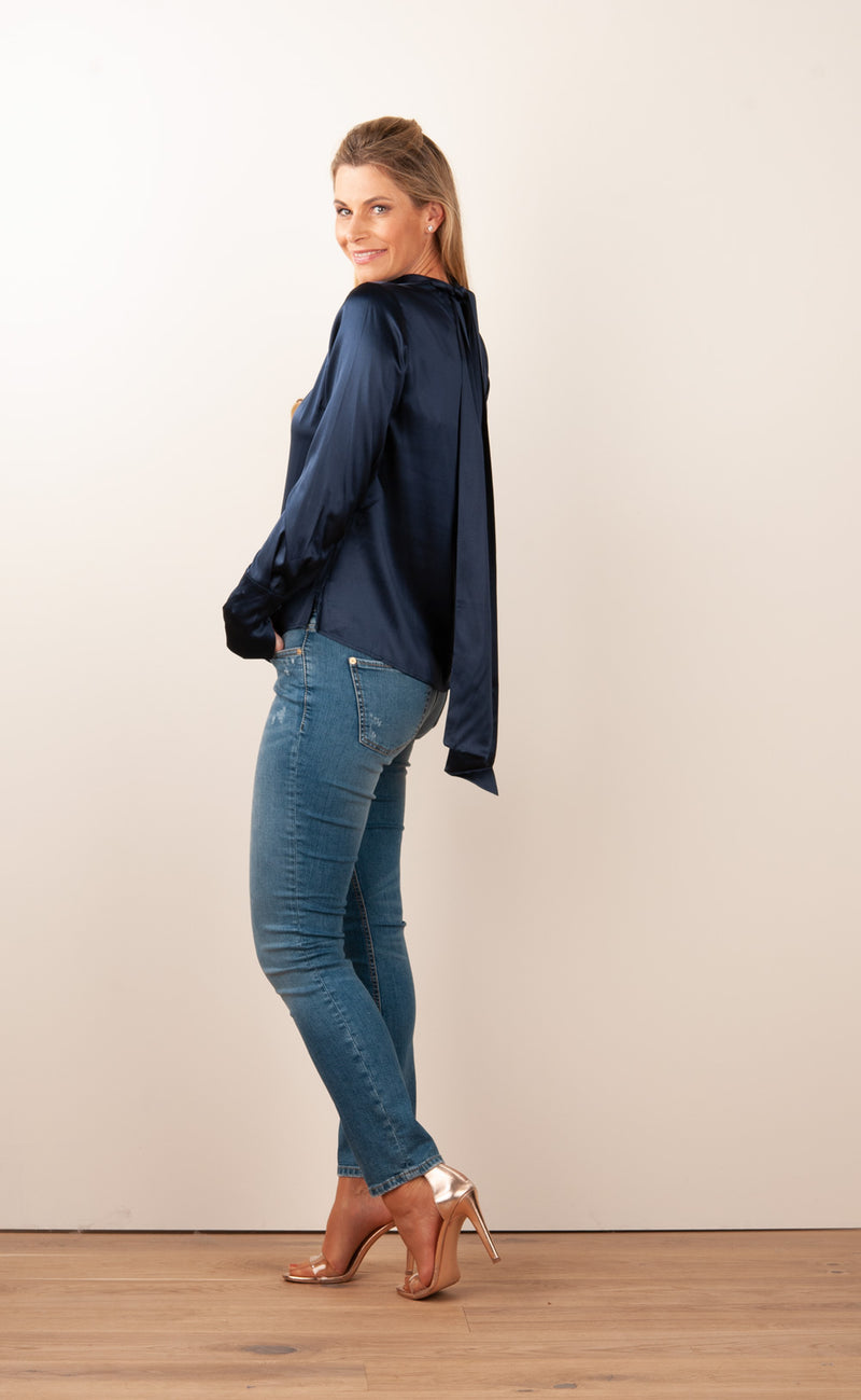 Seidenbluse „Elsa“ Dunkelblau