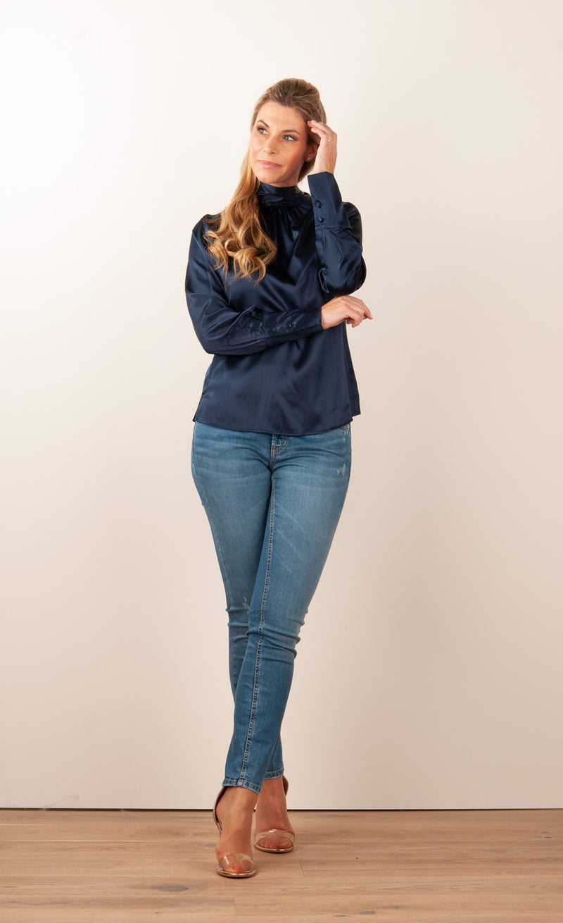 Seidenbluse „Elsa“ Dunkelblau