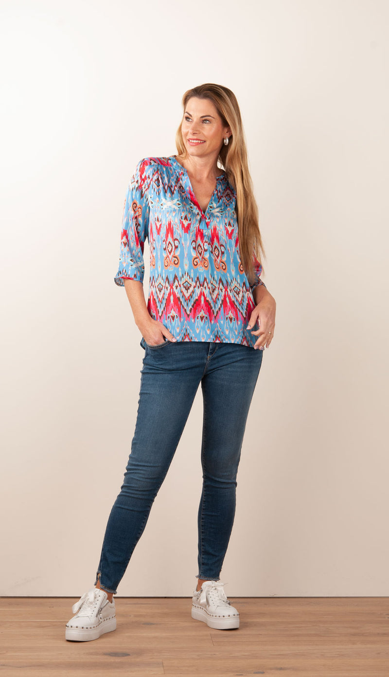 Schlupfbluse „Blair“ Blau | Multicolor